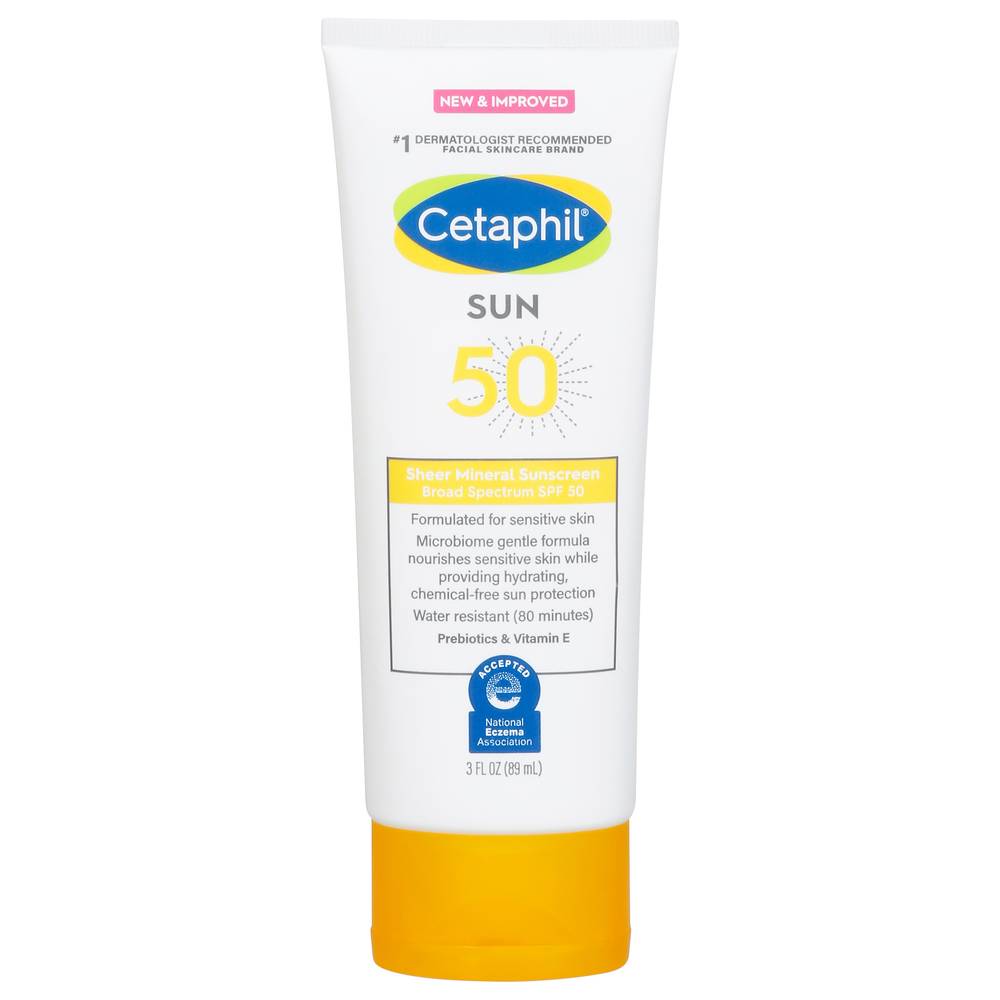 Cetaphil Sun Broad Spectrum Spf 50 Sheer Mineral Sunscreen (3 fl oz)