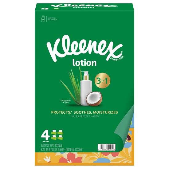 Kleenex Soothing Lotion Coconut Oil & Aloe Facial Tissues (4 ct)