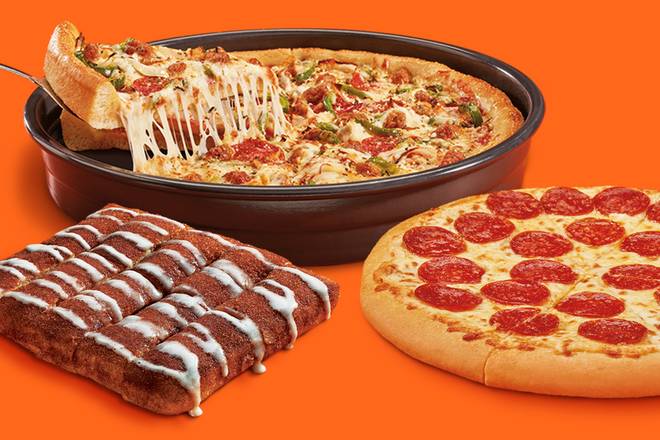Chicago Style Pizza, Classic Pepperoni pizza and Cinnamon Bites Bundle