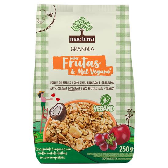Mãe terra granola sabor frutas & mel vegano (250g)
