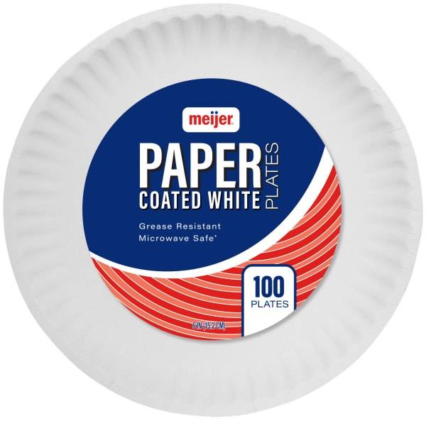 Meijer Coated White Paper Plates 6'' (100 ct)