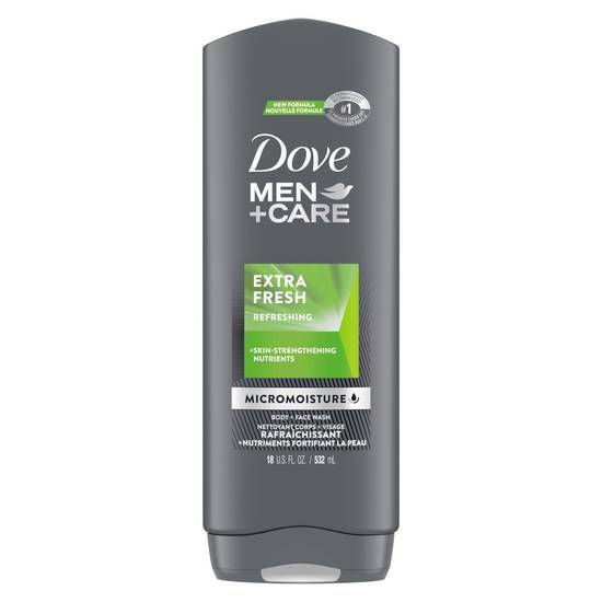 Dove Men+Care Extra Fresh Body and Face Wash for Dry Skin, 18 OZ