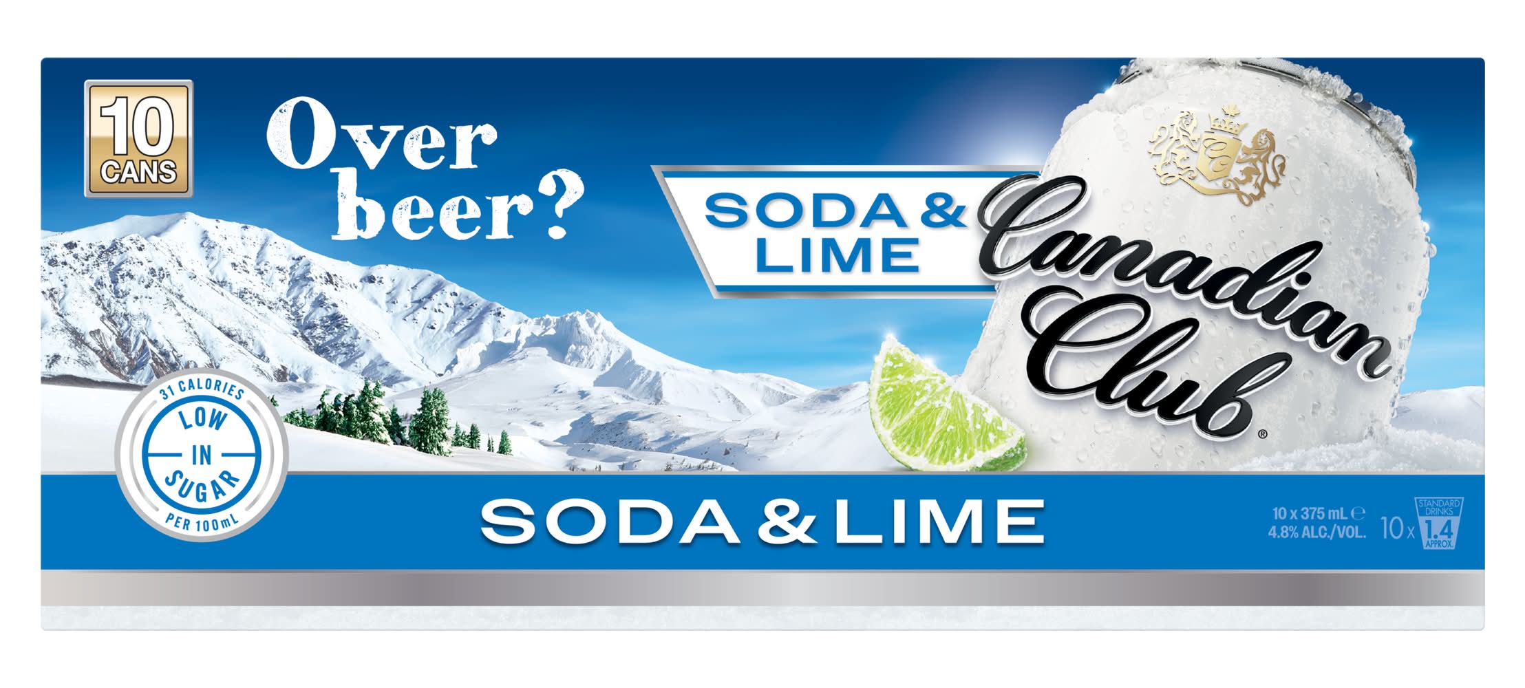 Canadian Club Soda & Lime Can 375mL  X 10 Pack