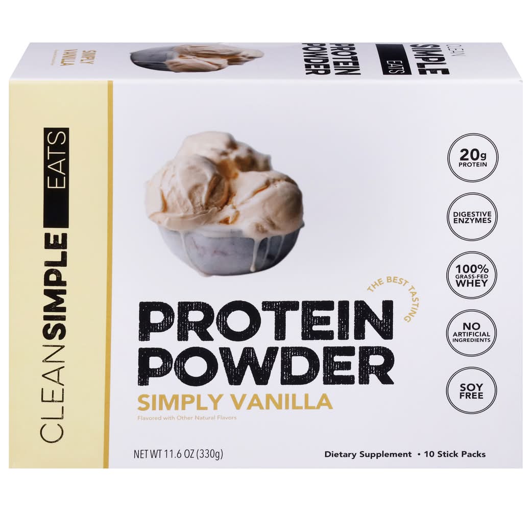 Clean Simple Eats Protein Powder, Simply Vanilla (10 x 1.16 oz)