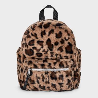 Kids' Mini Faux Fur Leopard Print Backpack - art class™