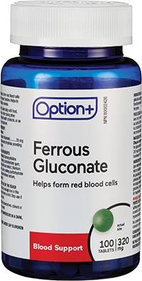 Option+ Ferrous Gloconate 320mg Tablets (100 ct)