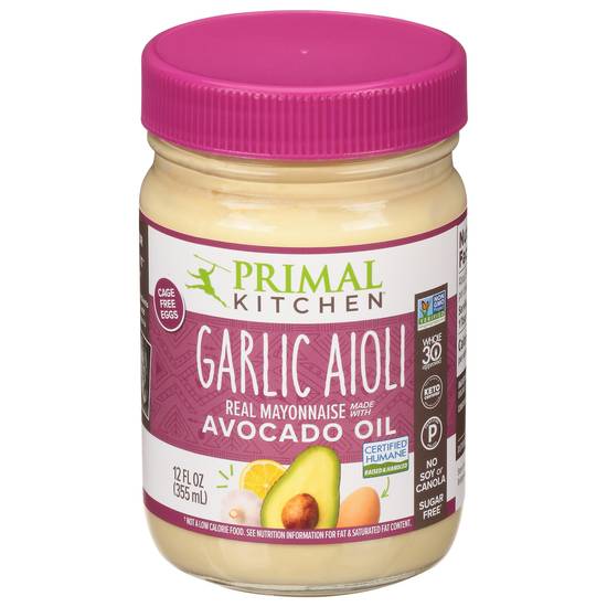 Primal Kitchen Garlic Aioli Real Mayonnaise Avocado Oil