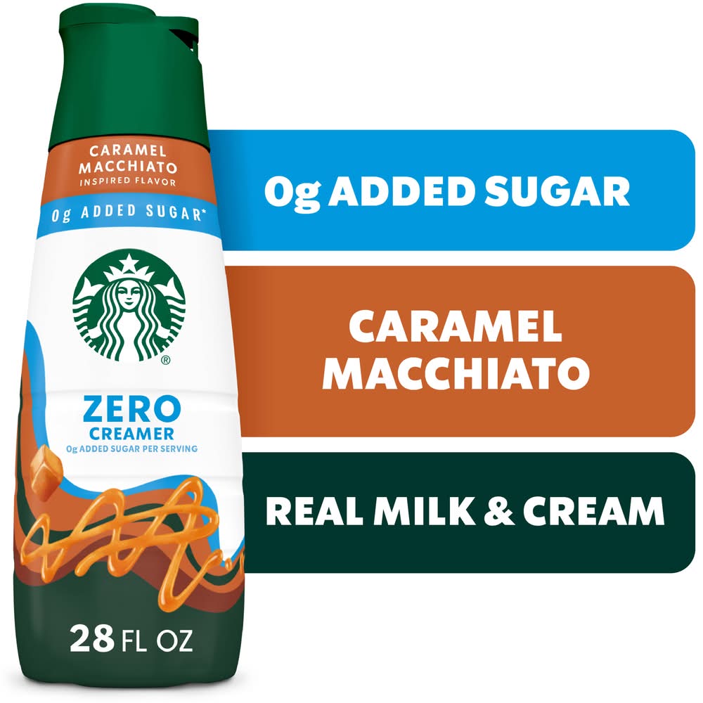 Starbucks Zero Added Sugar Coffee Creamer, Caramel Macchiato (28 fl oz)
