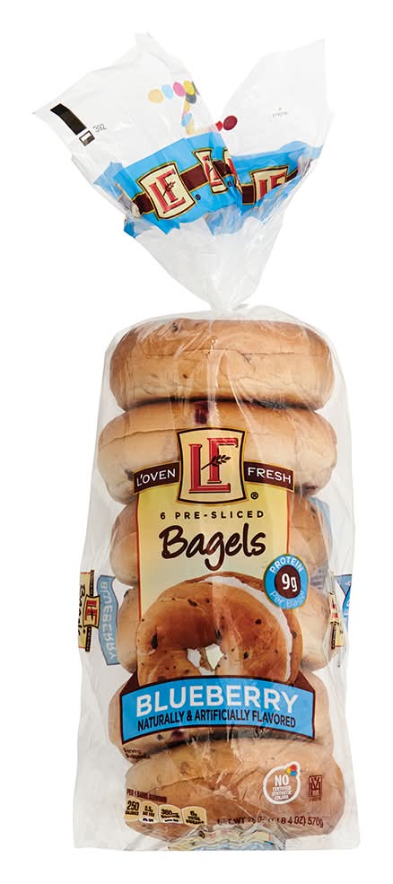 L'oven Fresh Pre-Sliced Bagels, Blueberry (20 oz, 6 ct)