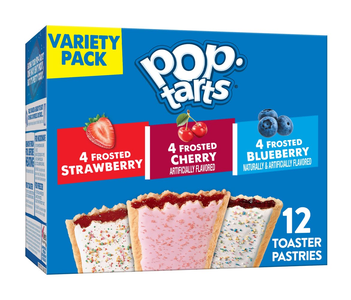 Pop-Tarts Toaster Pastries Variety pack, Frosted Strawberry-Frosted Cherry-Frosted Blueberry (20.3 oz, 12 ct)