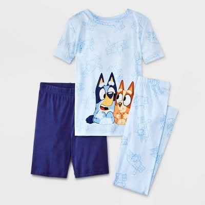 Boys' BLUEY 3pc Snug Fit Pajama Set - Blue 4