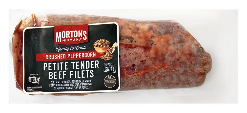 Morton's of Omaha Ready To Cook Petite Tender Beef Filets, Crushed Peppercorn (1.5 lbs)