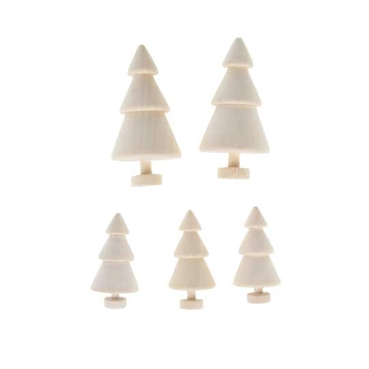 Make Market Unfinished 3d Christmas Trees Diy Wood Decor, Small-Large (5 ct)