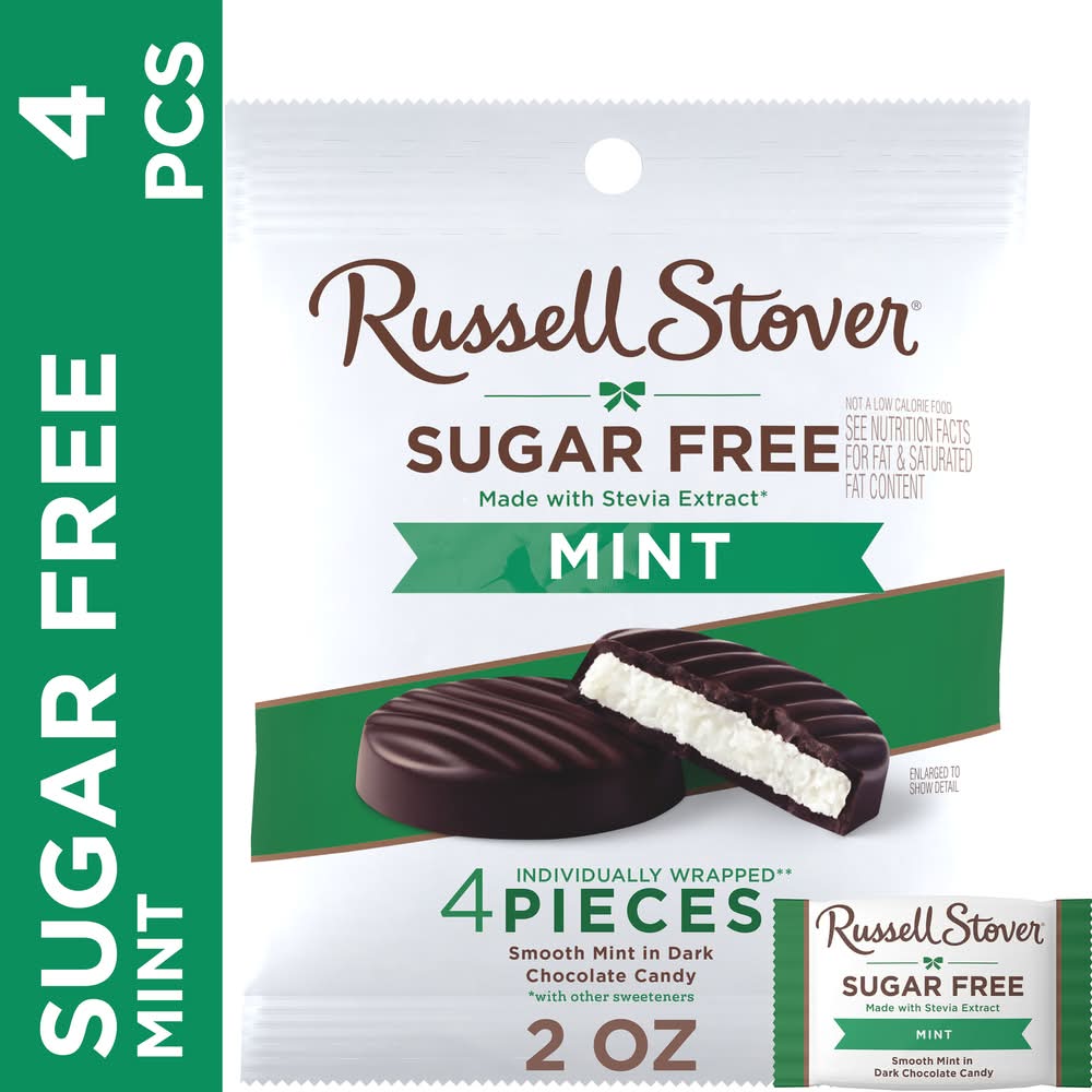 Russell Stover Sugar Free Dark Chocolate, Mint (2 oz, 4 ct)
