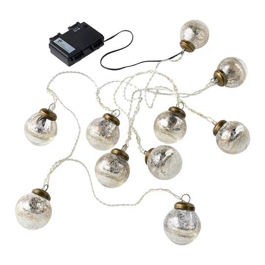 10Ct. Warm White Led Silver Globe String Lights By Ashland