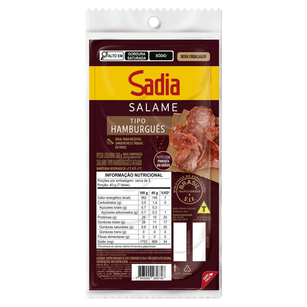 Sadia · Salame hamburguês fatiado (100 g)