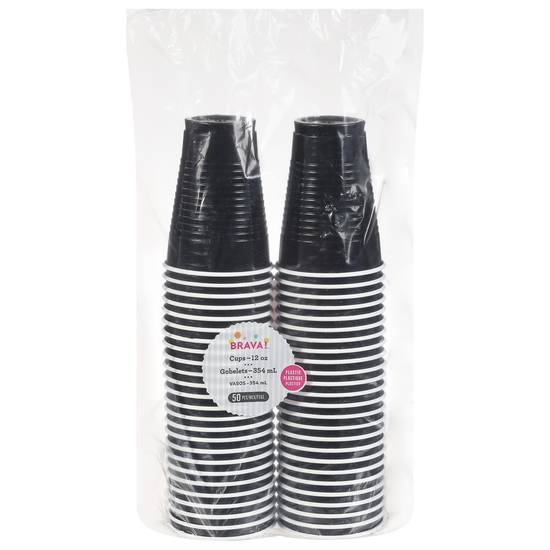 Brava! Jet Plastic Cups (black)
