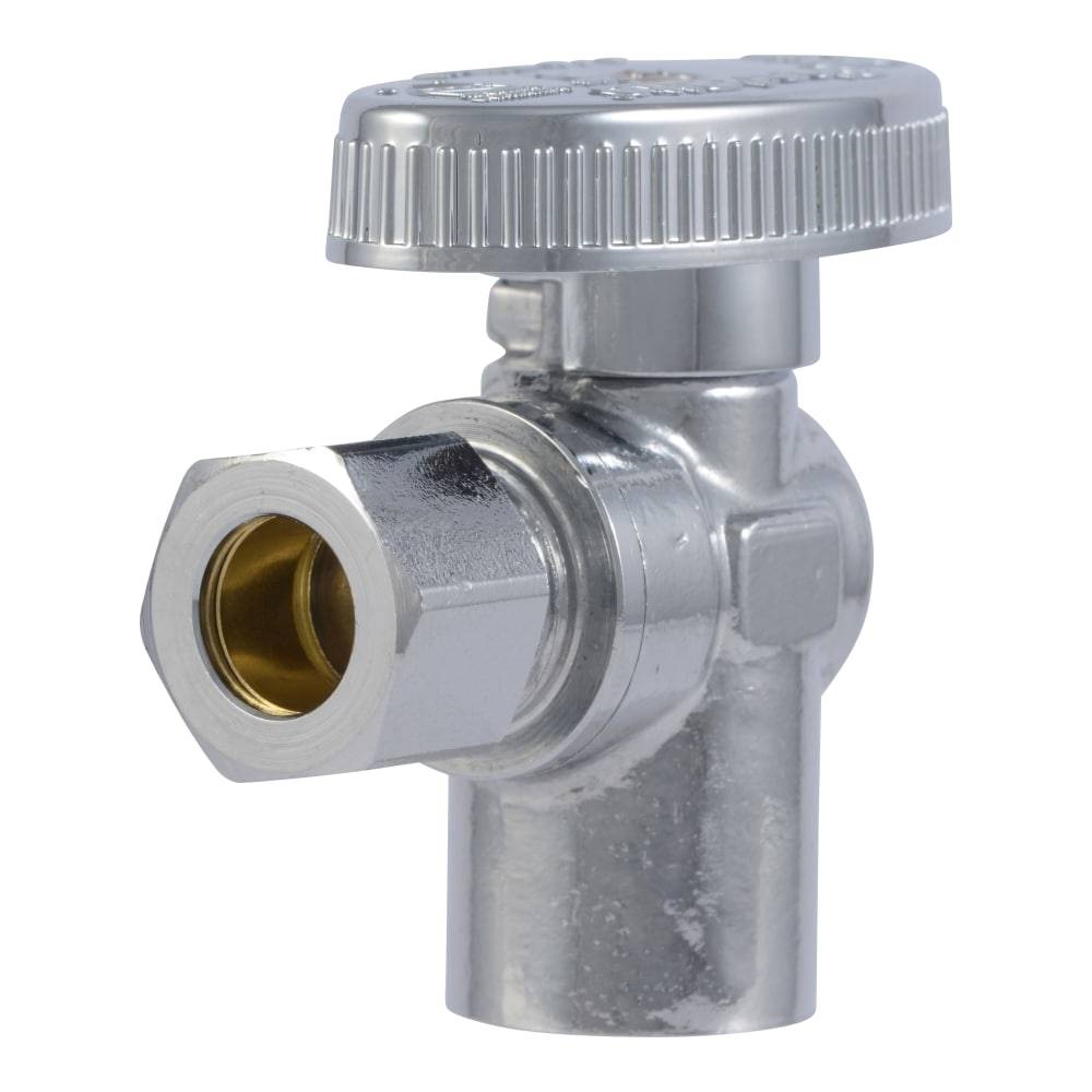 SharkBite 1/2-in CopPEr Sweat x 3/8-in OD Compression Brass Quarter Turn Stop Angle Valve | NSWTA1238Z