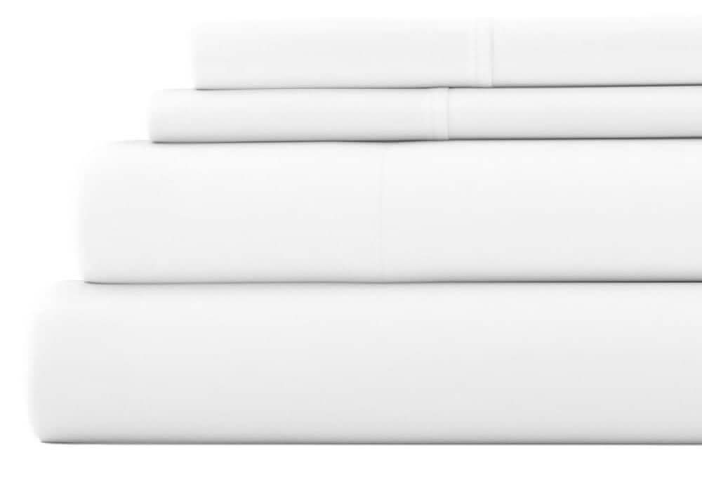Becky Cameron 4-Piece White Solid Microfiber Queen Sheet Set