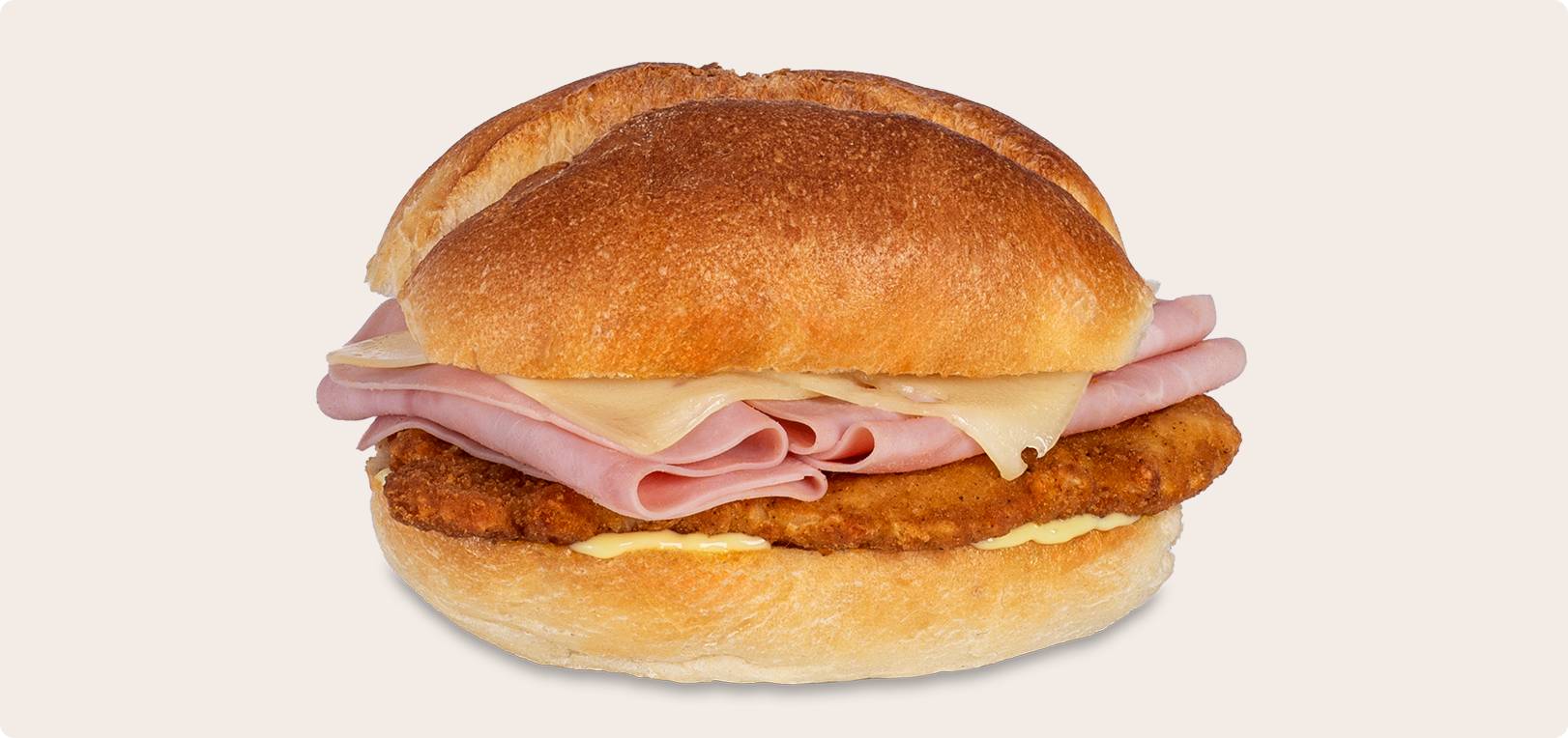 Breaded Chicken Cordon Bleu on a Portuguese Roll