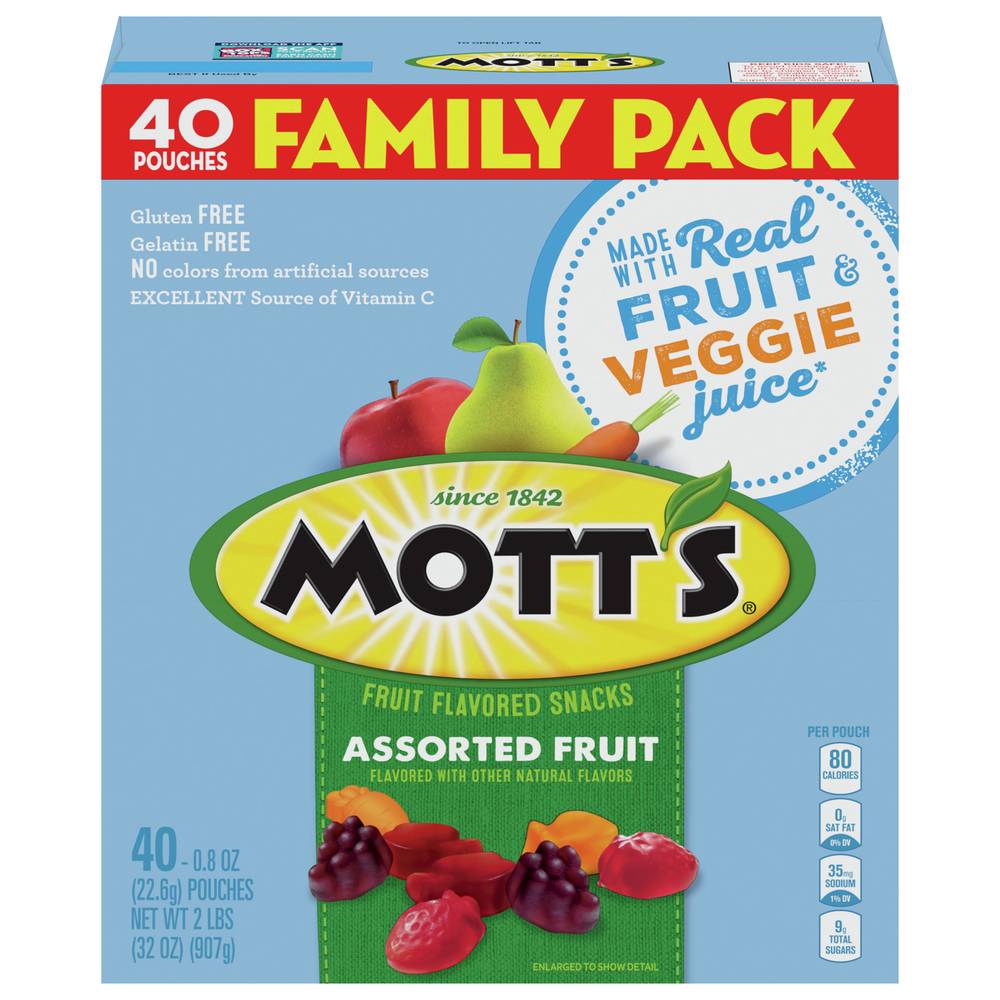 Mott's Fruit Snacks Pouches, Assorted (0.8 oz, 40 ct)