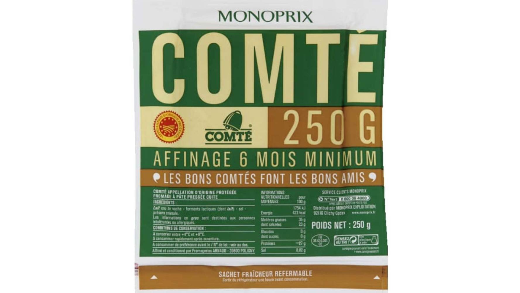 Monoprix Comté AOP Le sachet de 250 g