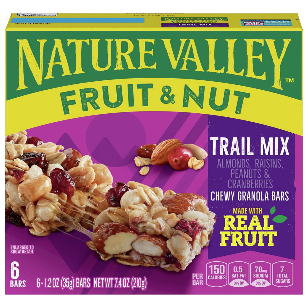 Nature Valley Fruit & Nut Chewy Granola Bars, Trail Mix (6 x 1.2 oz)
