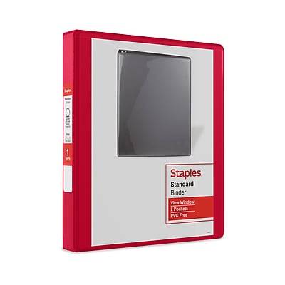 Staples 1 3-Ring View Binders, D-Ring, Red (58652)