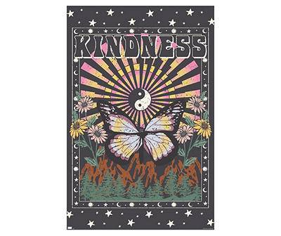"Kindness" Yin & Yang, Butterfly & Floral Poster, (22.3" x 34")