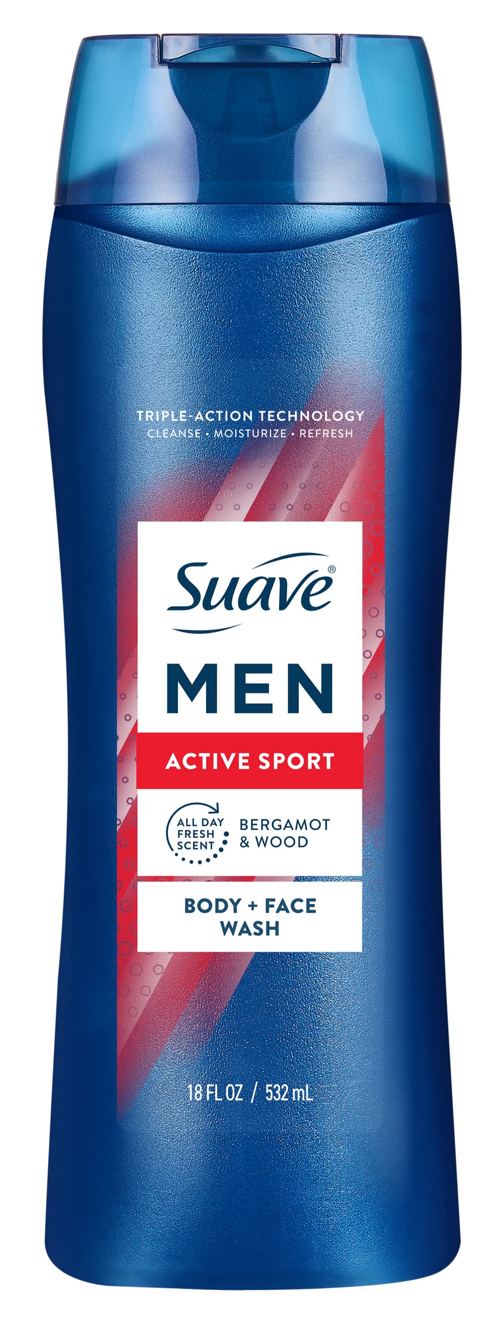 Suave Energizing Sport Body + Face Wash, Bergamot & Wood, Men (18 fl oz)