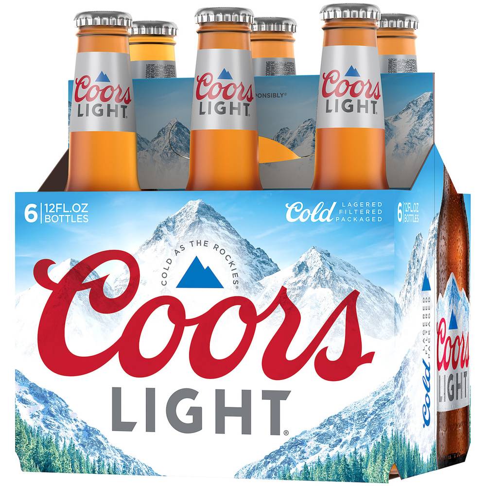 Coors Light American Lager Beer Bottle - 12 fl oz, 6 pk