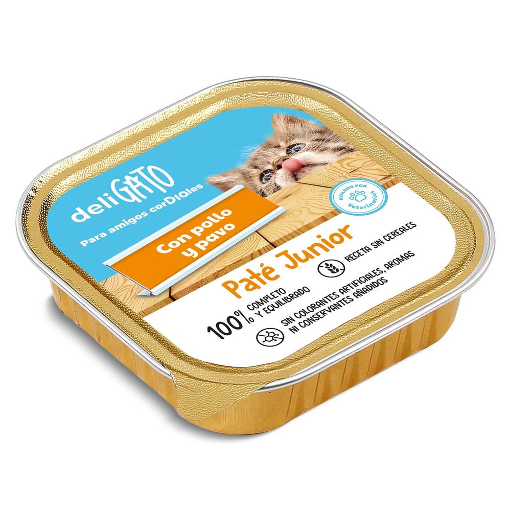 Paté Para Gato Junior Con Pollo Y Pavo Deligato Dia Tarrina 100 G