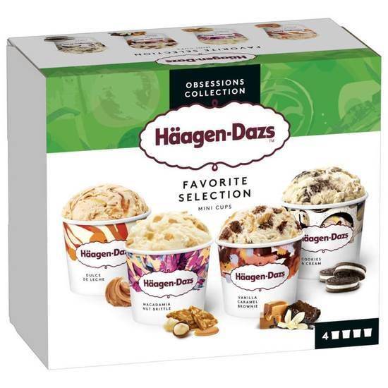 Favoritesélectioncrème glacéedulcedelechemacadamia vanille caramel brownie cookie Häagen-Dazs mini pots 4 pièces