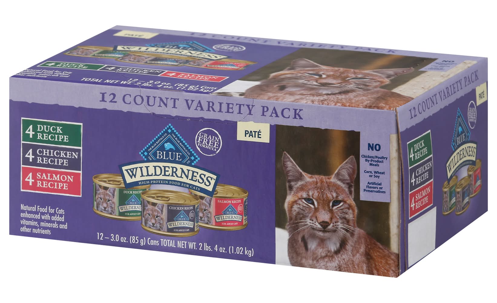 Blue Buffalo Wilderness Wet Cat Food Variety pack, Duck-Chicken-Salmon,  Adult (12 x 3 oz) | Postmates