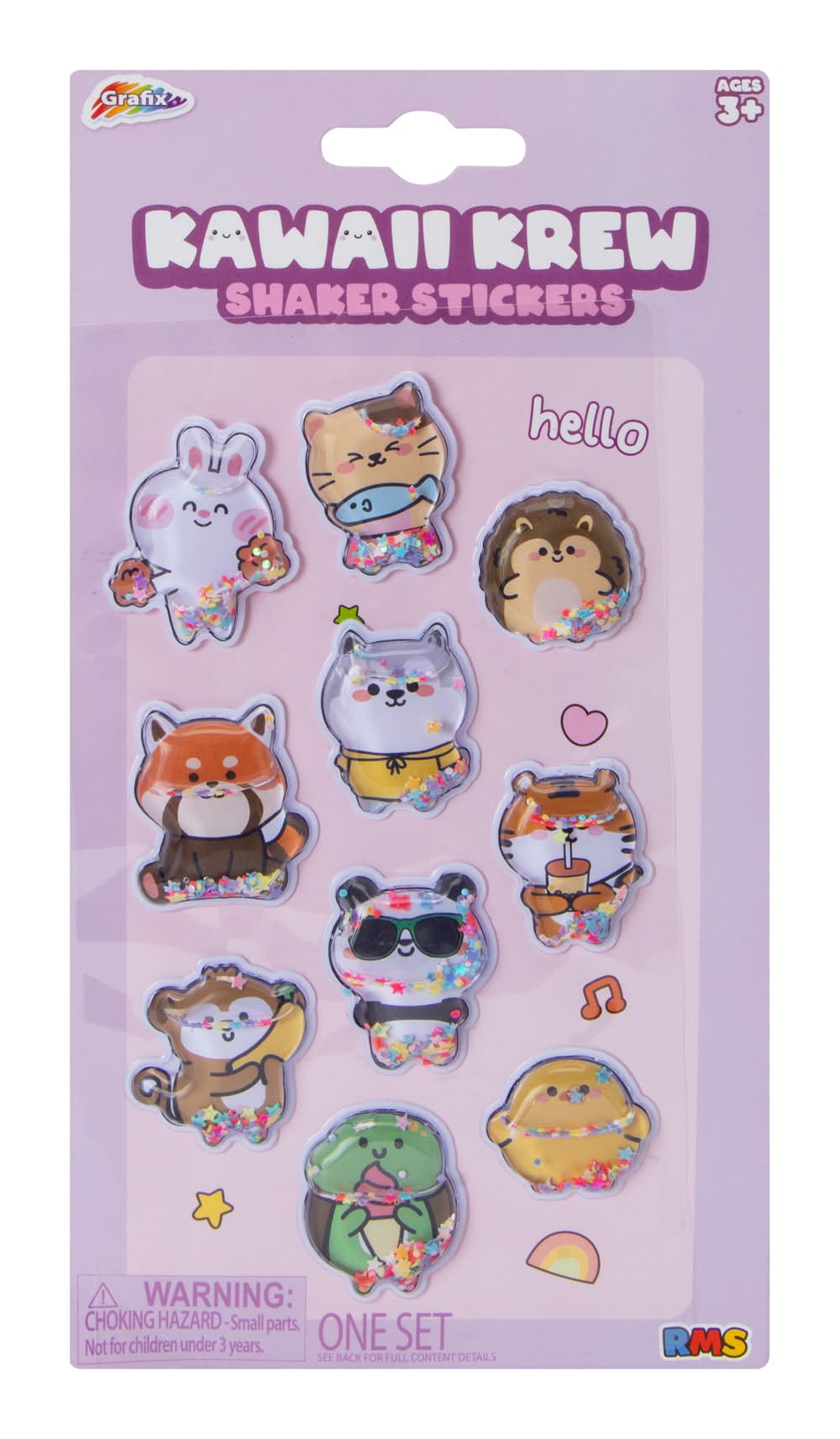 Kawaii Krew Pink Shakers Stickers Set Animal