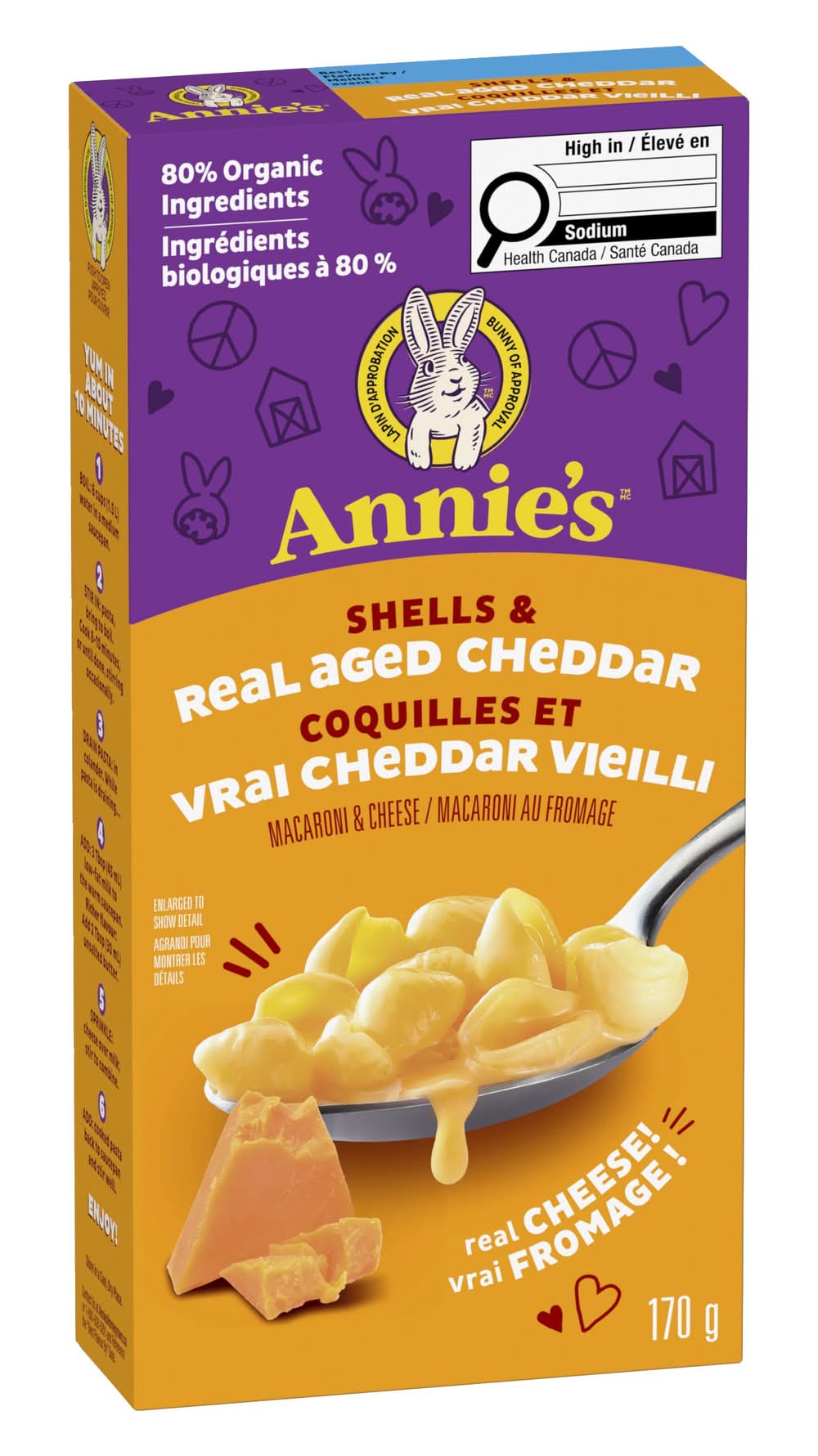 Annie's coquilles de macaroni et cheddar fort véritable du wisconsin - macaroni shells and real wisconsin cheddar cheese