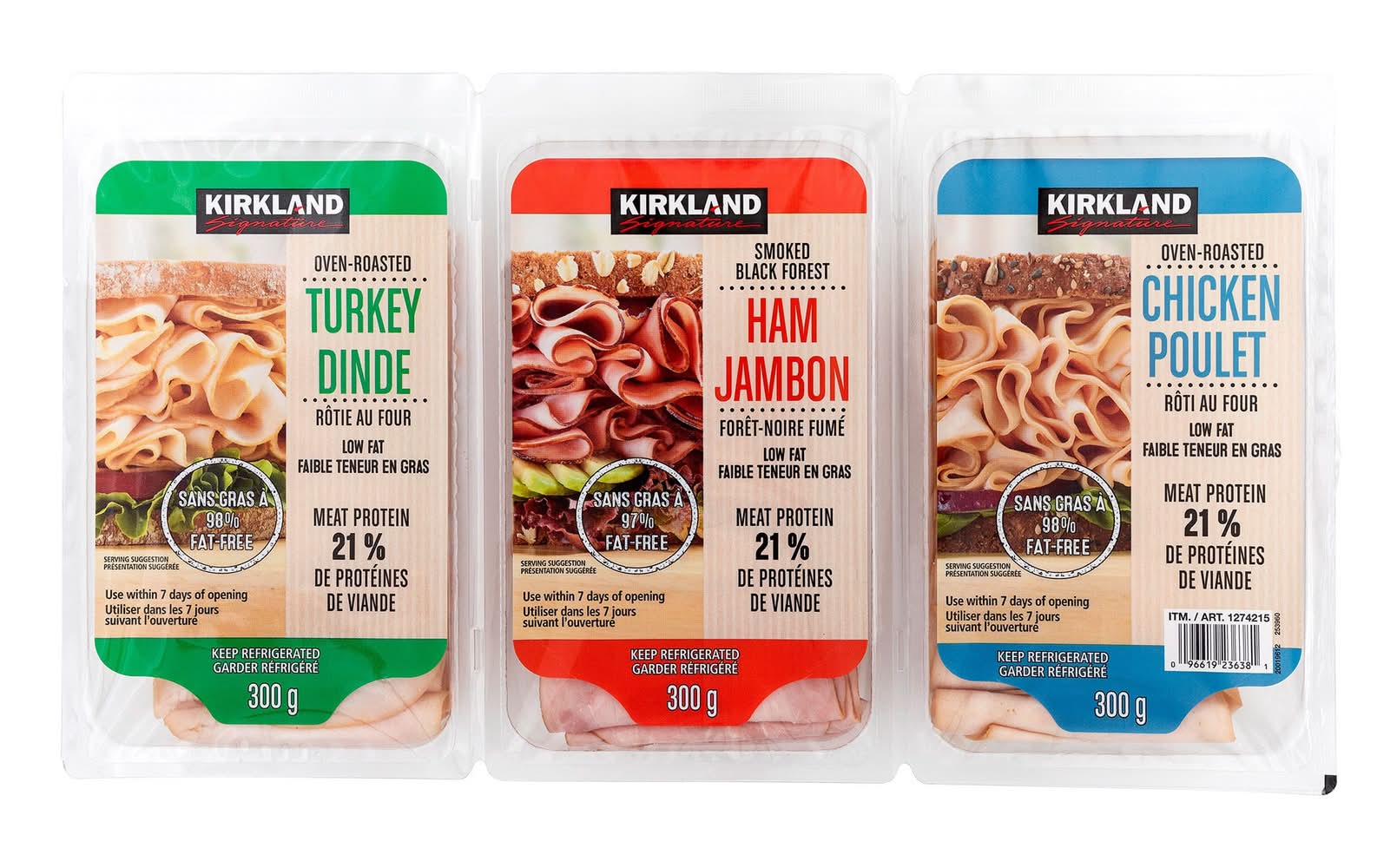 Ks Viandes Assorti 3X300G T8H3 P192 Ecsl36 / Kirkland Signature Dinde Jambon Et Poulet Embalage - Sliced Meat Variety pack (3 x 300 g)