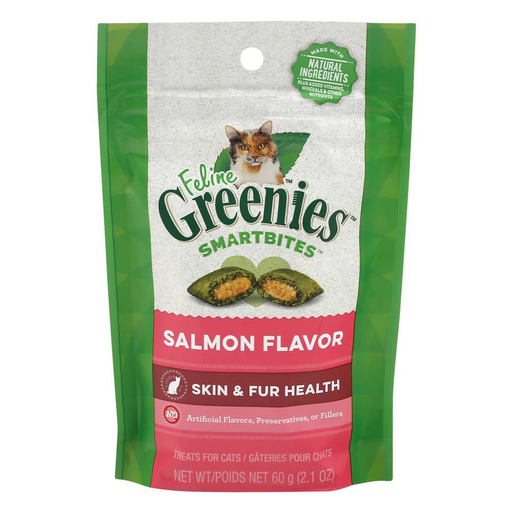 Greenies Feline Skin & Fur Health Salmon Flavor Treats For Cats (2.1 oz)