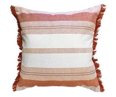 Kasoor Coral & White Stripe Fringe-Accent Throw Pillow