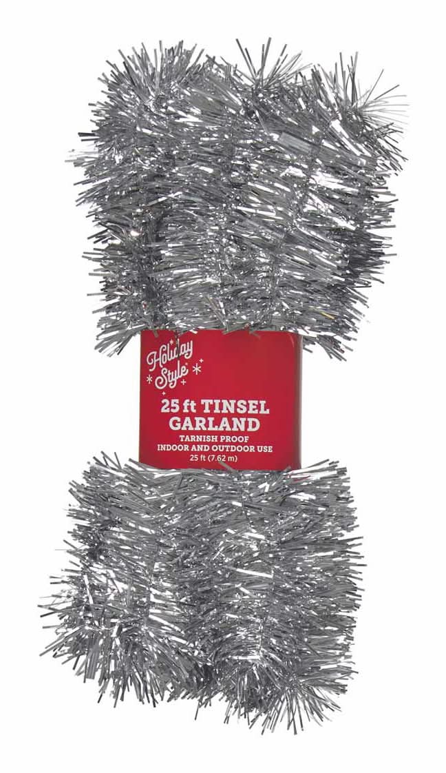 Christmas Tinsel Garland 25 Ft Assorted