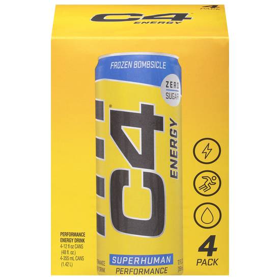 C4 Frozen Bombsicle Zero Sugar Energy Drink (4 x 12 fl oz)