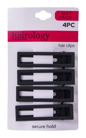 Matte Rectangle Barrette Hair Clips 4-Count Black