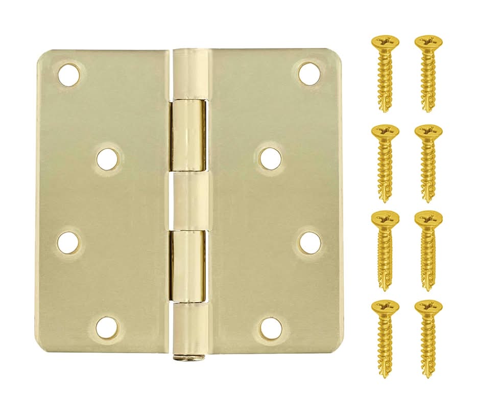 ReliaBilt 4-in H x 1/4-in Radius Satin Brass Mortise Interior Door Hinge