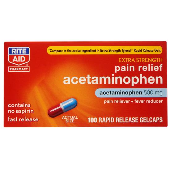 Rite Aid Acetaminophen Extra Strength Pain Relief 500mg Rapid Release Gelcaps