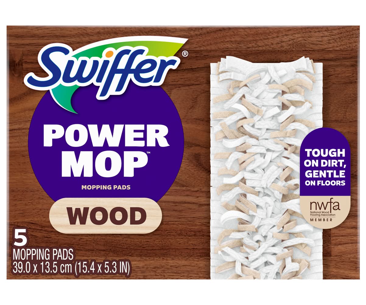 Swiffer Powermop Wood Mopping Pads, 15.4x5.3 in (5 ct)
