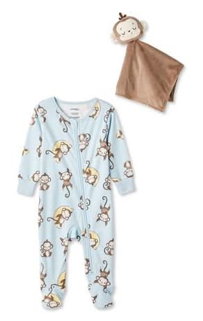 George Baby Boys' Two Piece Sleeper Set (Color: Blue, Size: 12-18 Months)