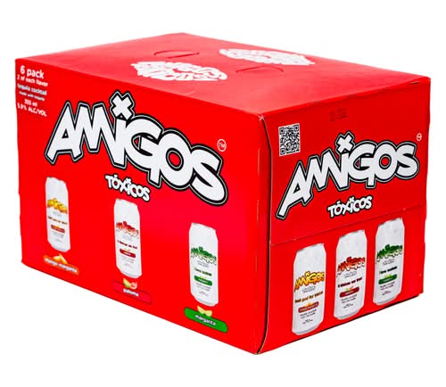 Amigos Toxicos Tequila Cocktail Variety pack, Margarita-Mango Margarita-Paloma (6 x 355 ml)