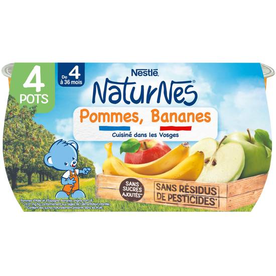 Nestlé - Naturnes purée bébé pommes bananes dès 4/6 mois