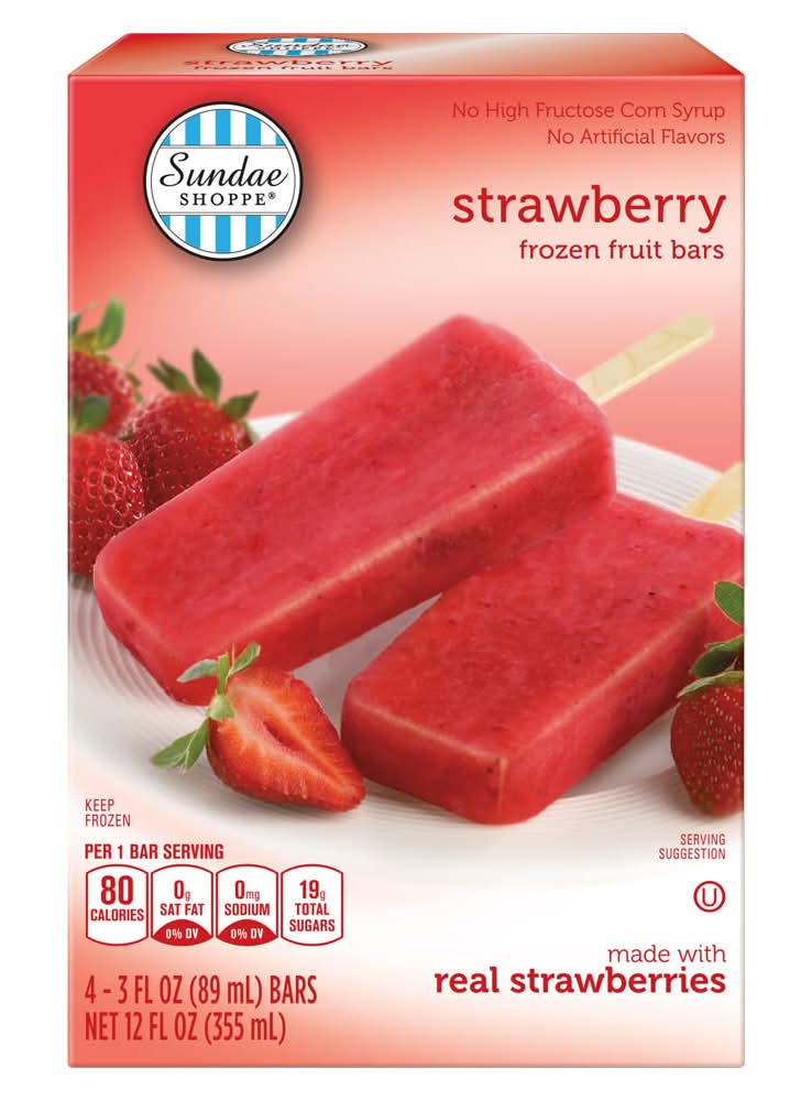 Sundae Shoppe Frozen Fruit Bars, Strawberry (4 x 3 fl oz)