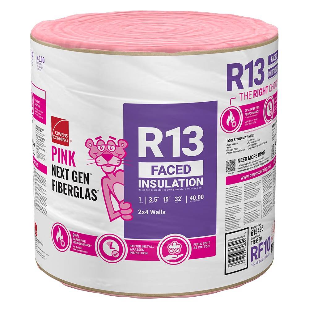 Owens Corning R-13 Kraft Faced Fiberglass Roll Insulation 40-sq ft (15-in W x 32-ft L) Individual Pack | RF10